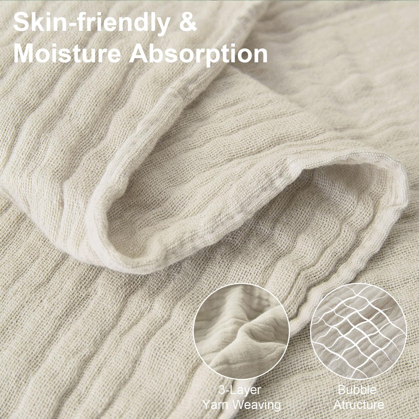 Yoenillo Cotton Muslin Throw Blanket with Tassels, Lightweight Woven Gauze, Pre-Washed Breathable Farmhouse Decor for Bed, Couch, All-Season Use (Beige, 50" x 60")