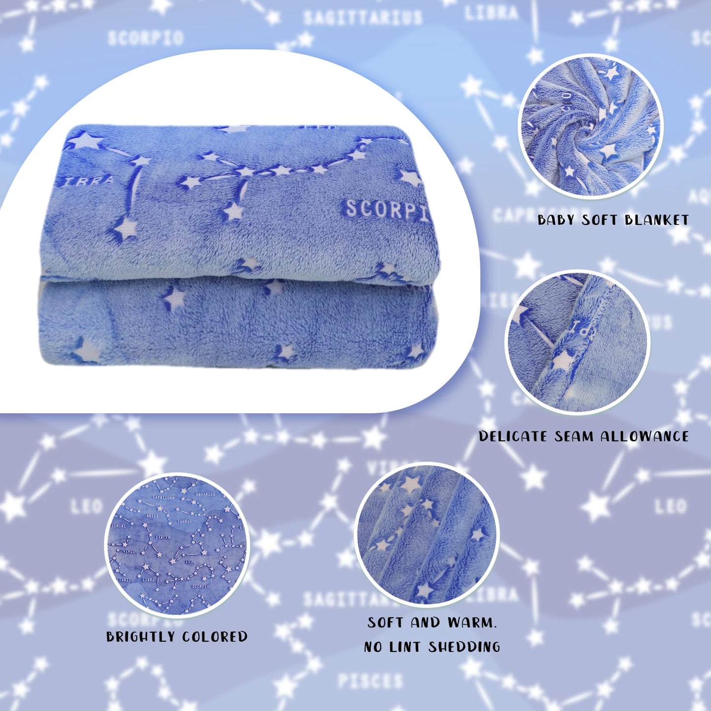 Gdindff Glow in the Dark Constellation Blanket, Galaxy Space Stars Throw Blanket for Kids Adults, Soft Fleece Astronomy Decor for Bedroom, Birthday Gifts for Boys Girls Women Men Teens, 50" x 60"