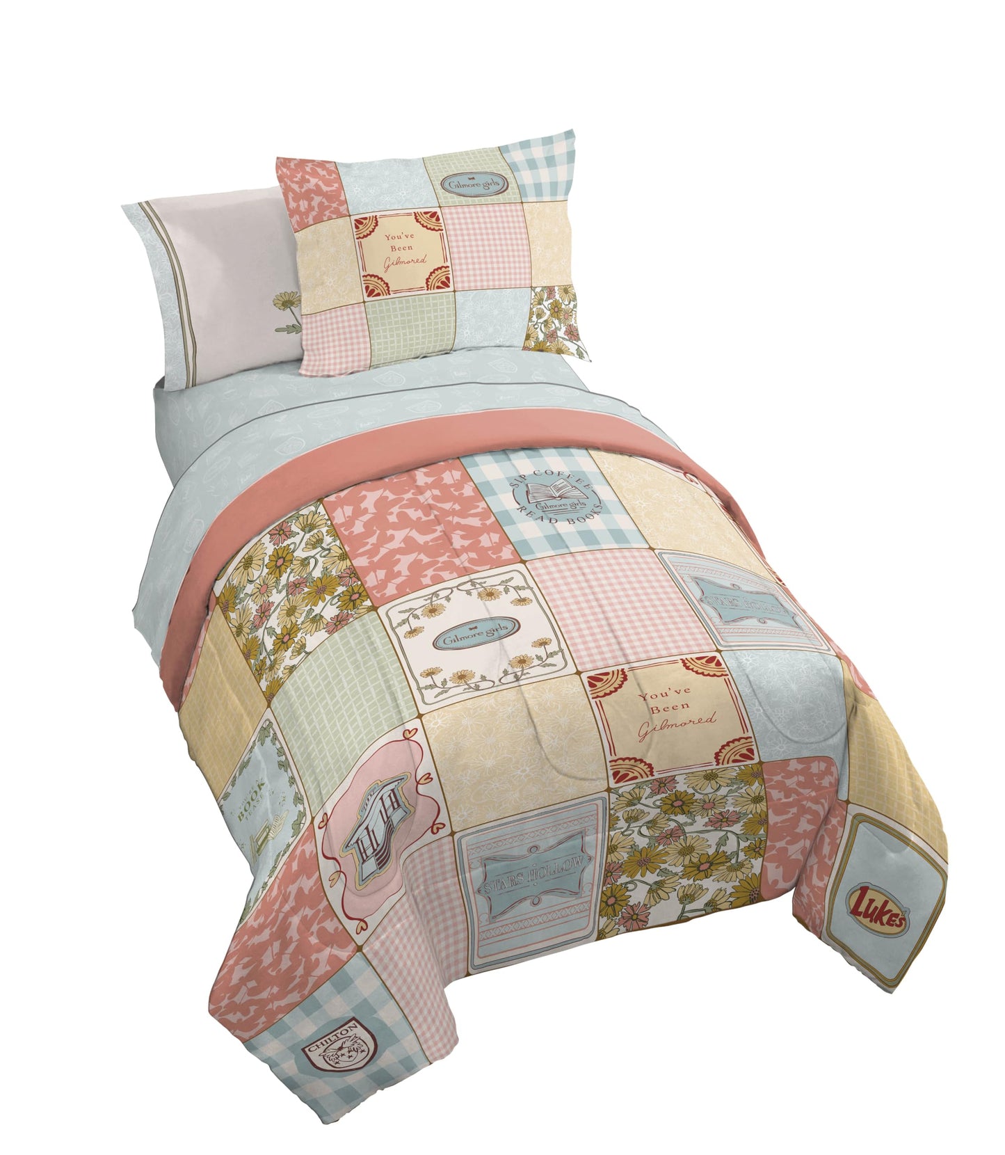 Jay Franco Comforter Set Includes Sheets and Pillow Covers - Soft and Cozy Bed Set for Stylish Room Decor, Official Licensed Bedding, Multi - Gilmore Girls, 5 Piece Twin