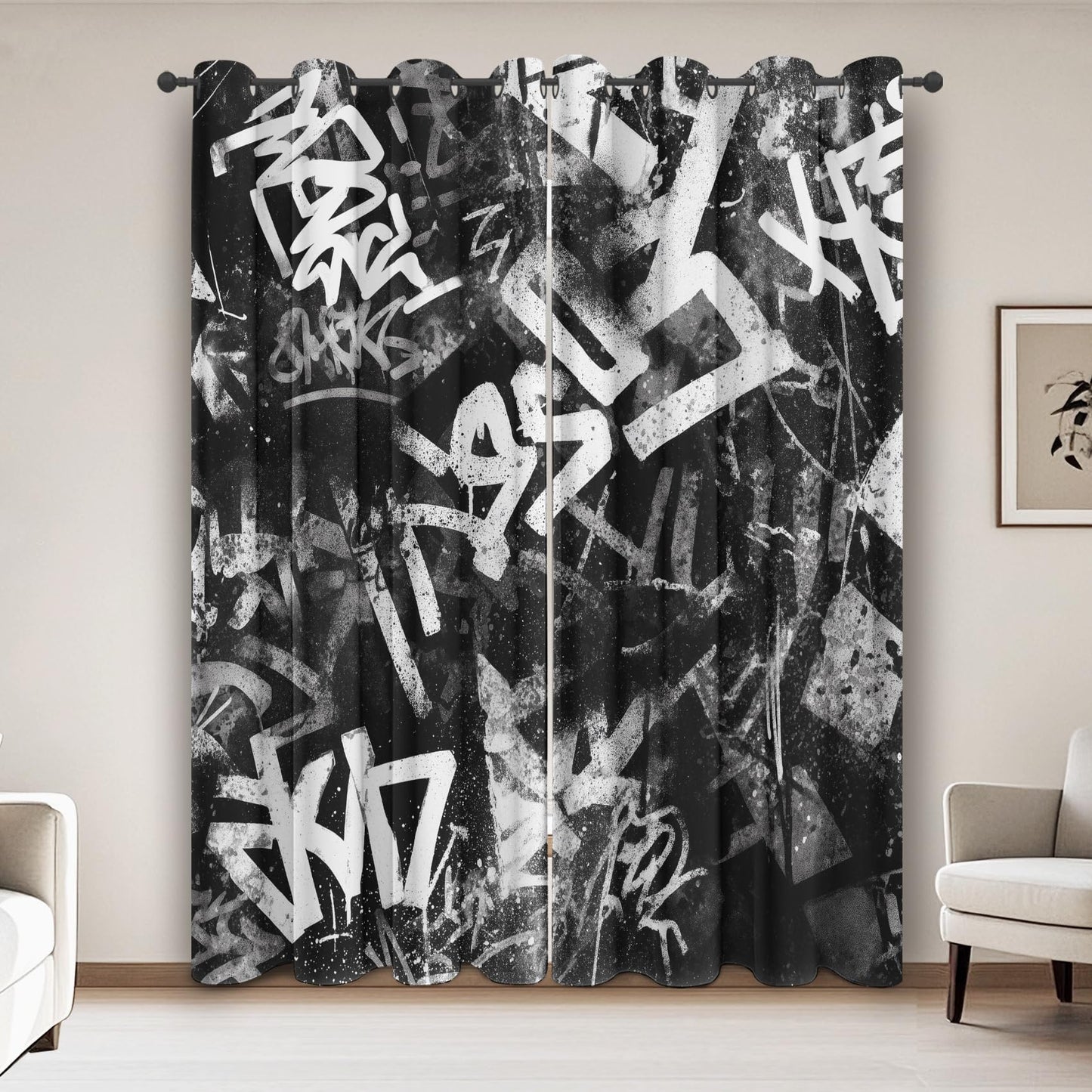 Graffiti Blackout Curtains for Bedroom Living Room Cool Graffiti