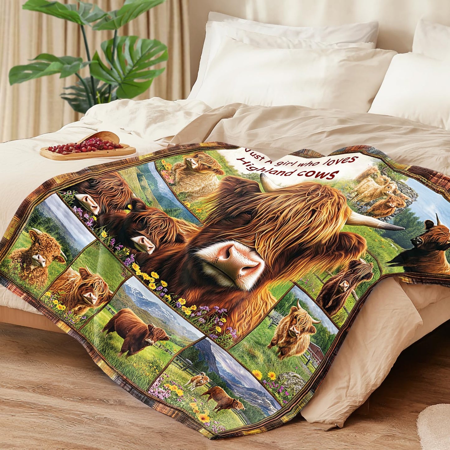 Highland Cow Blanket Highland Cow Decor Cozy Animal Throw Super Soft Plush Flannel Fleece Blanket Gift for Kids Adults Men Women Ultra Warm & Lightweight Flannel, 50"X40"