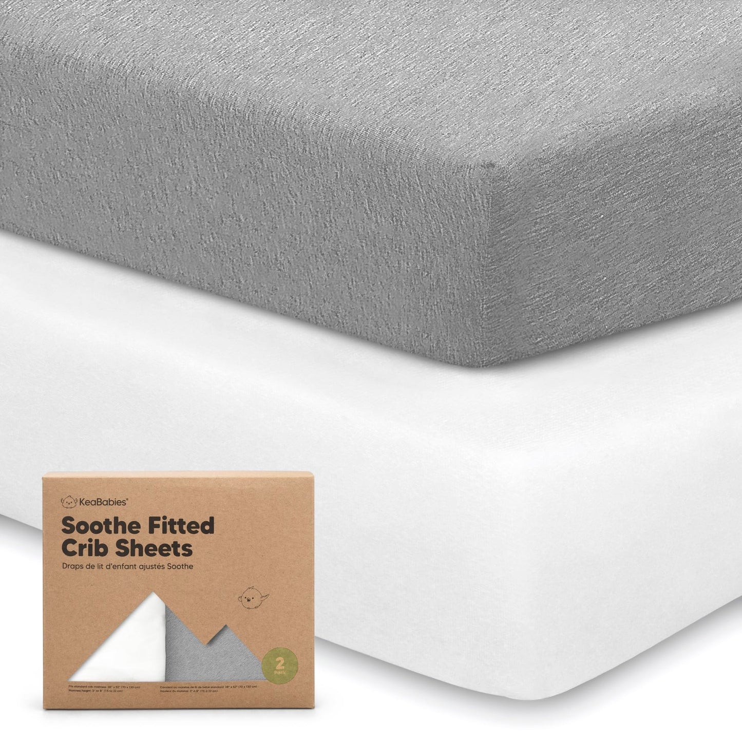KeaBabies 2-Pack Organic Cotton Crib Sheets for Boys, Girls - 52x28 Fitted Crib Mattress Sheet Neutral, Breathable Cover for Baby Bed Set, Toddler Mattress, Soft & Cute Prints (Cloud)