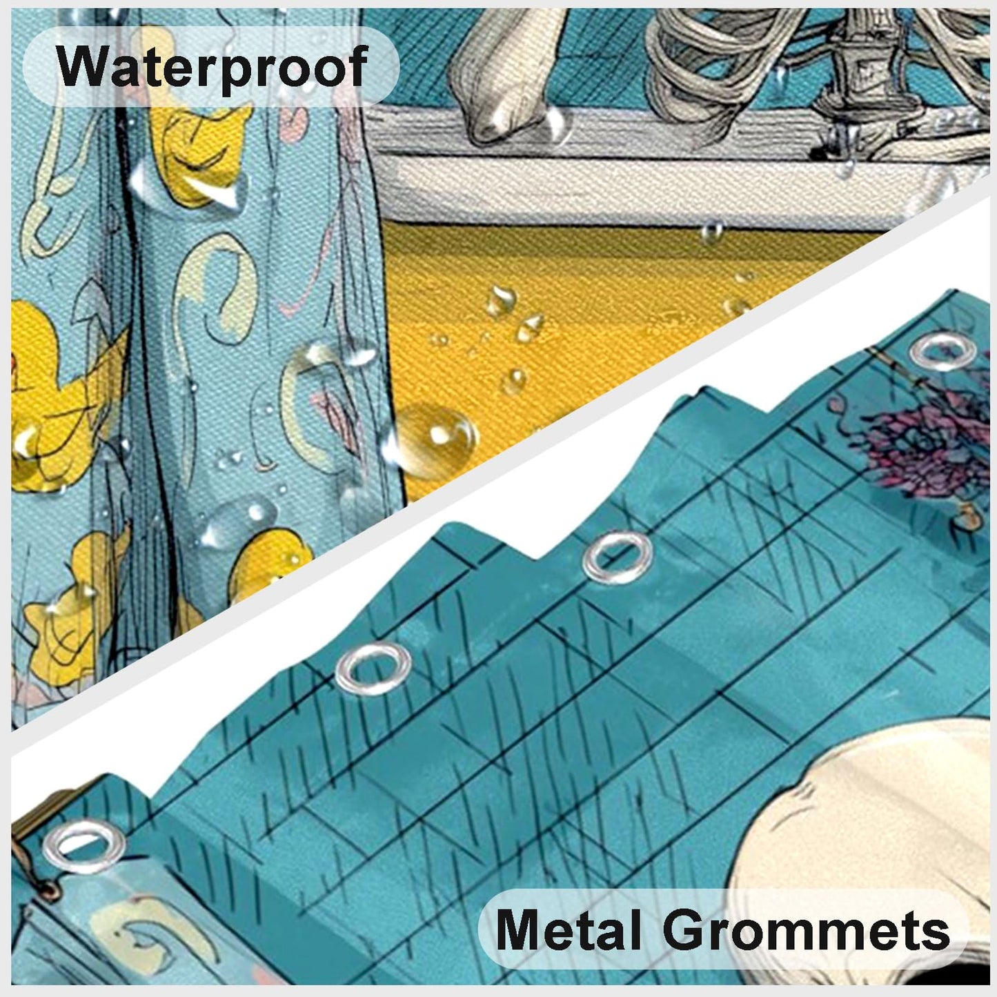 mutakin Funny Gothic Skull Shower Curtain Spooky Skull in Bathtub Shower Curtains for Bathroom Waterproof Fabric Bath Curtain Decor with Hooks