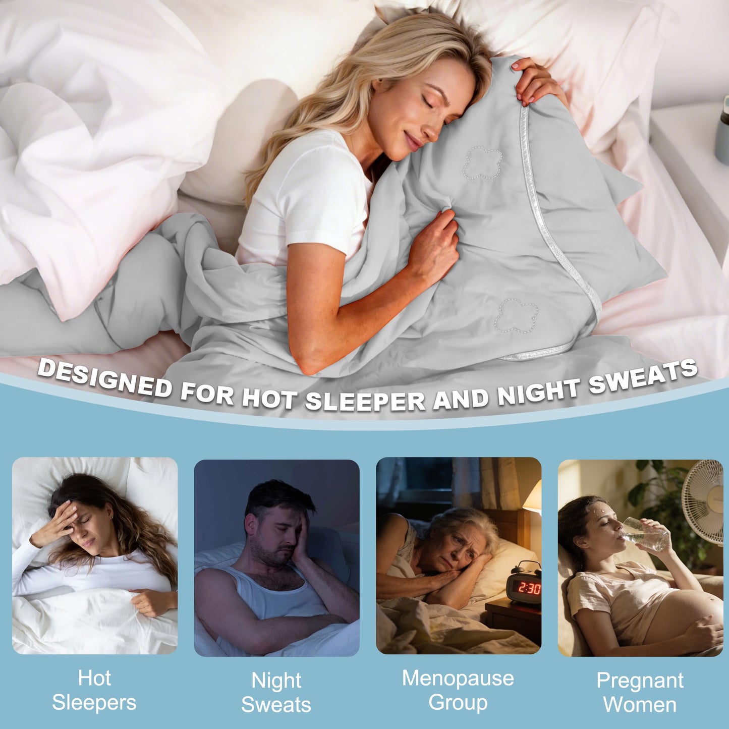 Lightweight Summer Blanket for Hot Sleepers, Throw(50" x 70") Double-Sided Keep Body Cool,Silky Soft Fabric, Highly Breathable Thin Blanket for Warm Nights & Daily Use