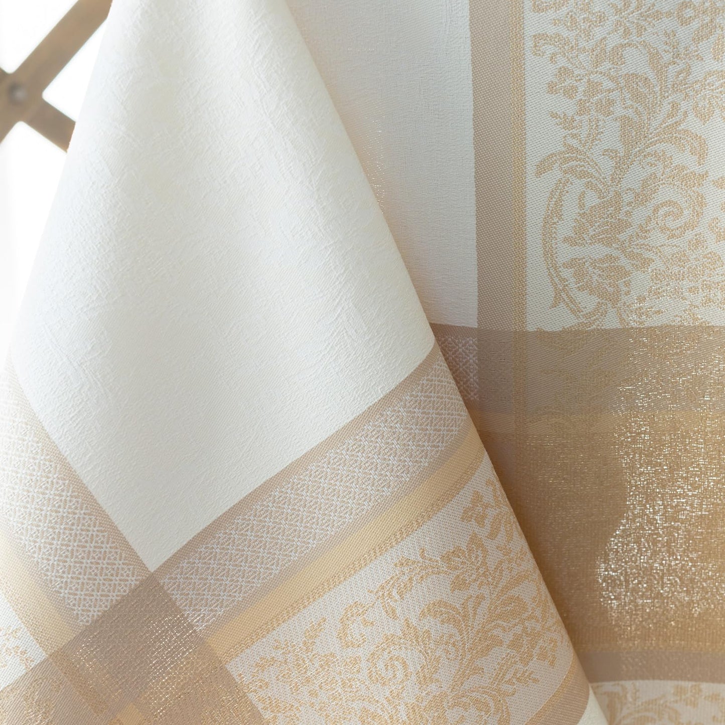Benson Mills Heavyweight Jacquard Fabric Table Cloth with Gold Metallic Accents, Décor for Everyday, Parties, Holiday, Thanksgiving, and Christmas Tablecloth (Grandeur Glow, 60" x 84" Rectangular)