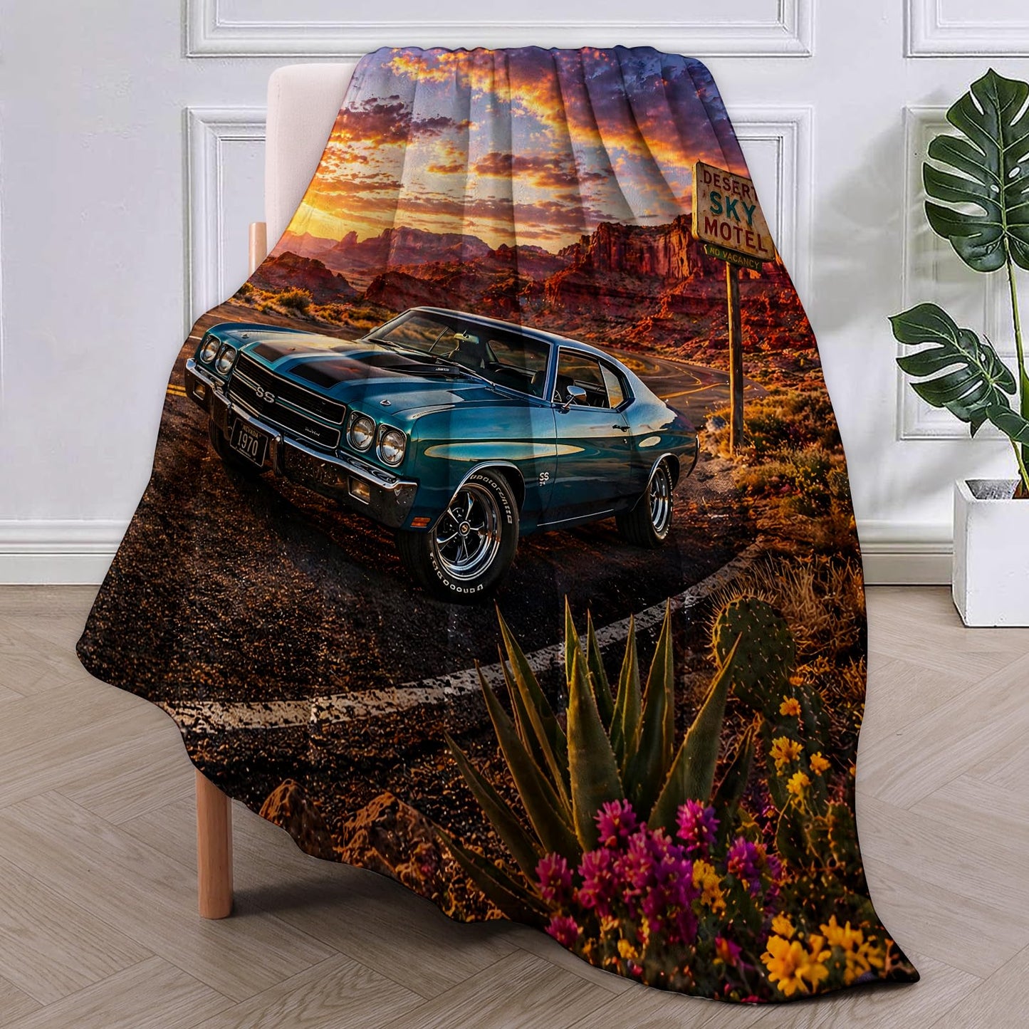 VANZEV Classic Car Blanket, 50"x60", Cozy Flannel Throw Blankets for Kids & Adults, Soft Lightweight Home Living Room Decor, for Women