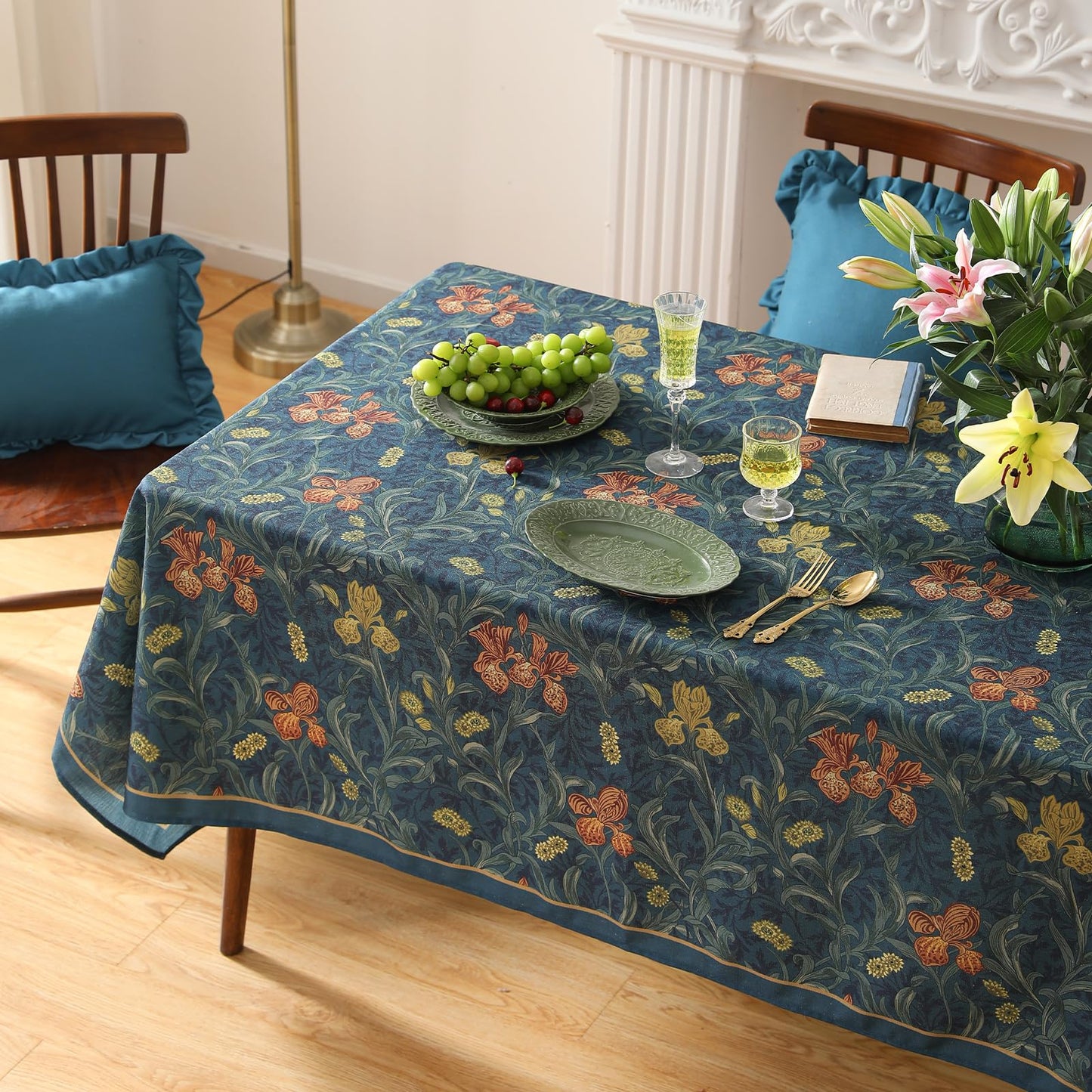patdrea Vintage French Linen Tablecloth,Rectangular,87"*63"-HerbertC