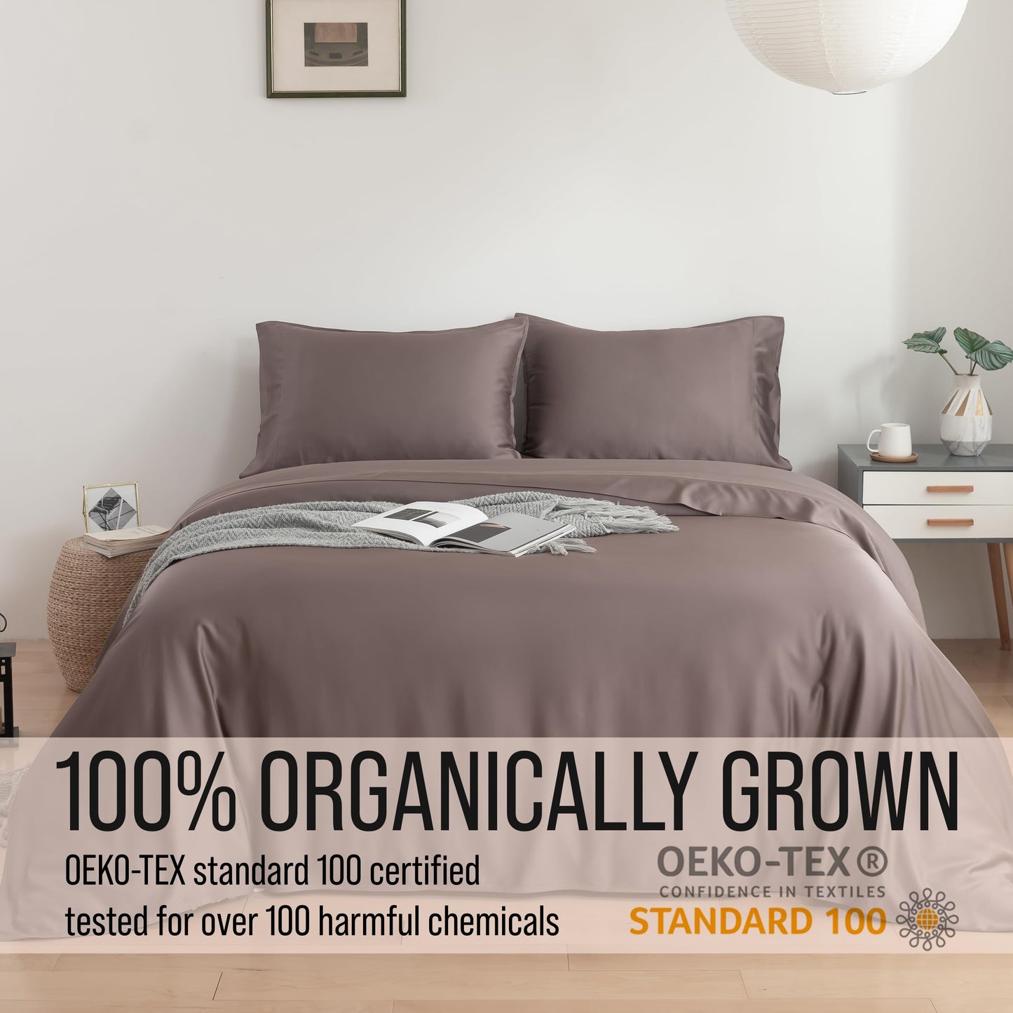 Bella Coterie Luxury Bamboo Viscose Split King Size Sheet Set | 2 Fitted Sheets for Sleep Number & Adjustable Beds | 100% Organically Grown | Cooling & Ultra Soft | 18” Deep Pocket [Mocha]