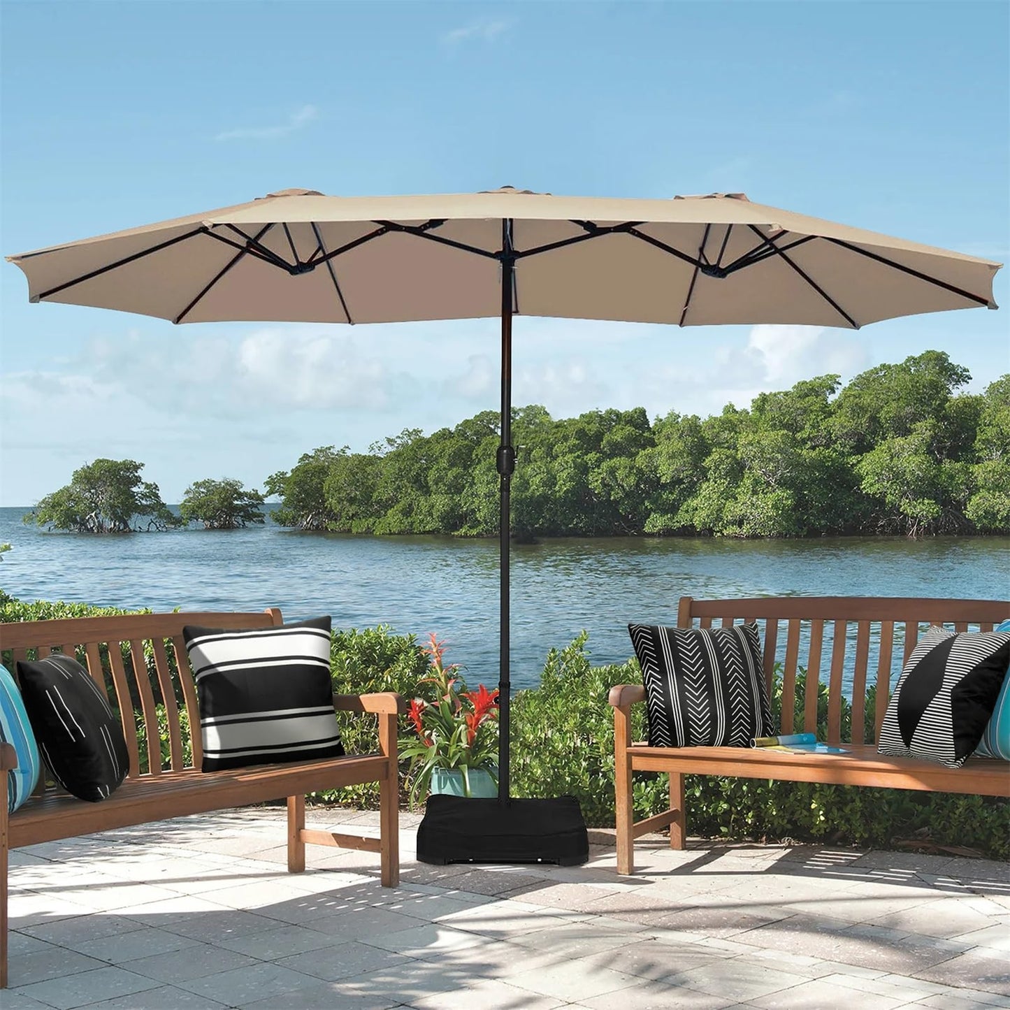 Adabana Outdoor Waterproof Pillow Covers 18x18 Inch Set of 4 Black and White Modern Geometric Throw Pillows Cover Decorative Boho Pillow Covers for Patio Garden Porch