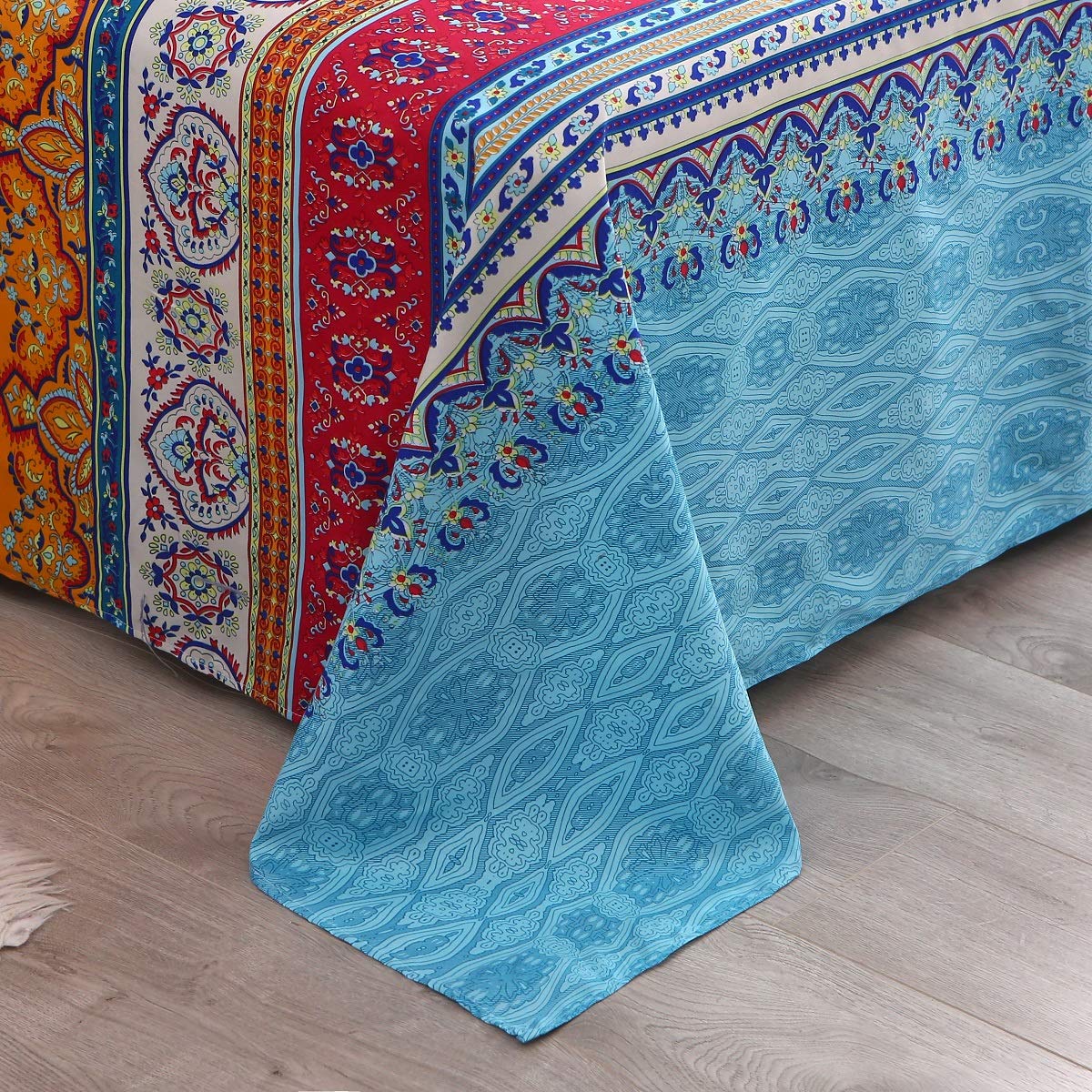 Pangzi Bohemian Sheet Set,Retro Bed Sheets 16 inch Deep Pockets,1 Fitted Sheet, 1 Flat, 2 Pillow Cases - 4 Piece (Queen, A)