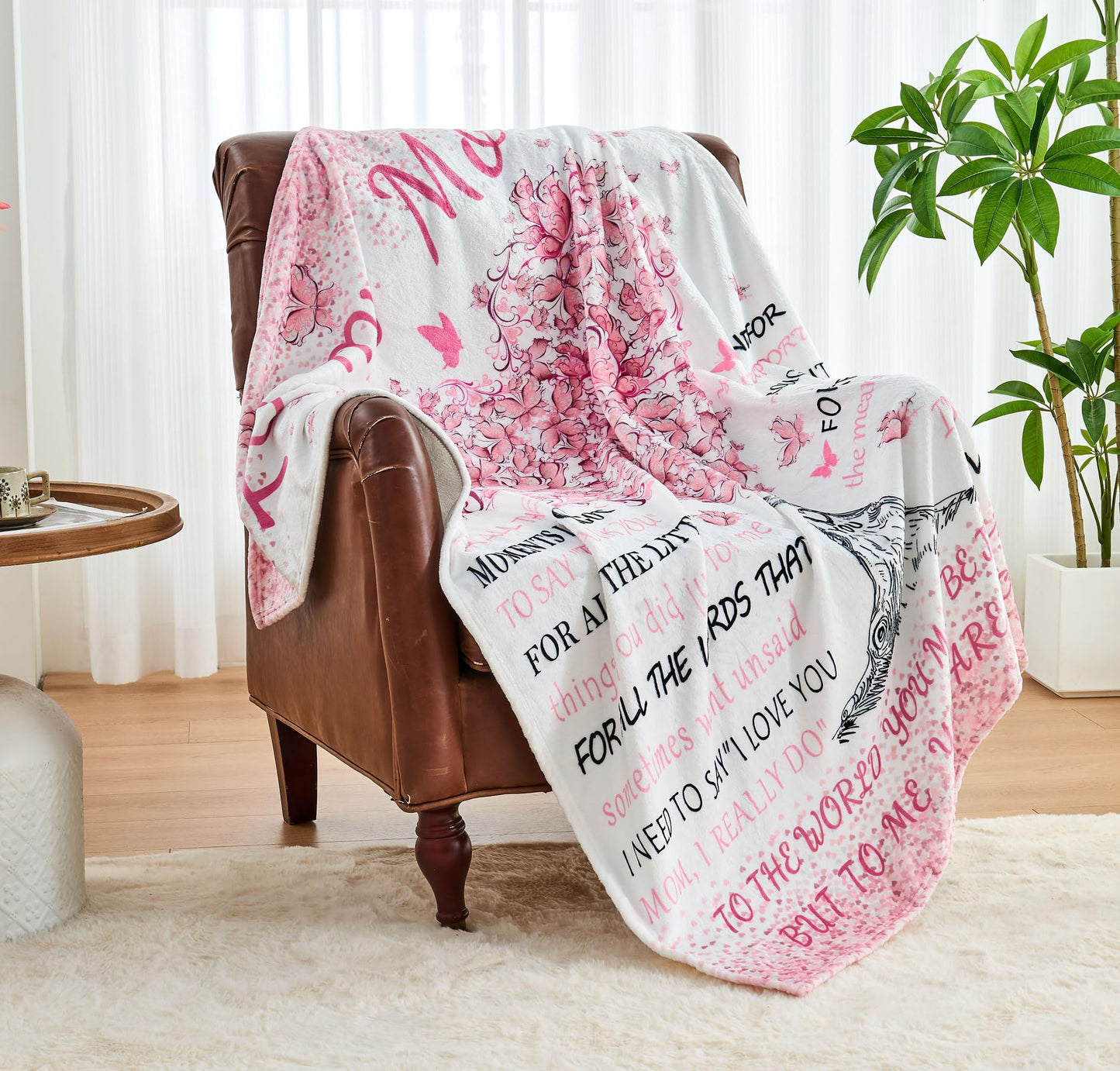 HUBSERUG Mothers Day Blanket Gifts for Mom, Mom Birthday Gifts from Daughter Son, Mothers Gift for Christmas Valentine's Day Thanksgiving Day, Moms Birthday Gift Ideas Flannel Throw Blanket 60" X 50"