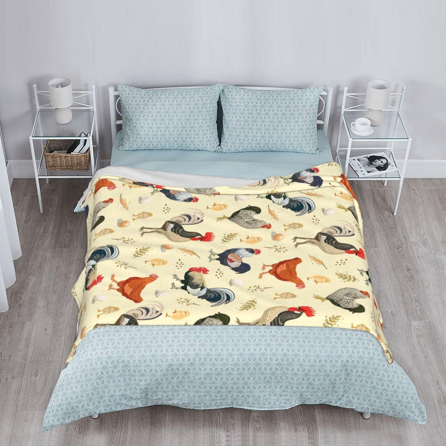 Chicken Throw Blanket 50"x40" Fuzzy Soft Cozy Rooster Chickens Blankets Warm Lightweight Plush Fleece Throw Blanket for Kids Men Women Gift Bed Couch Sofa