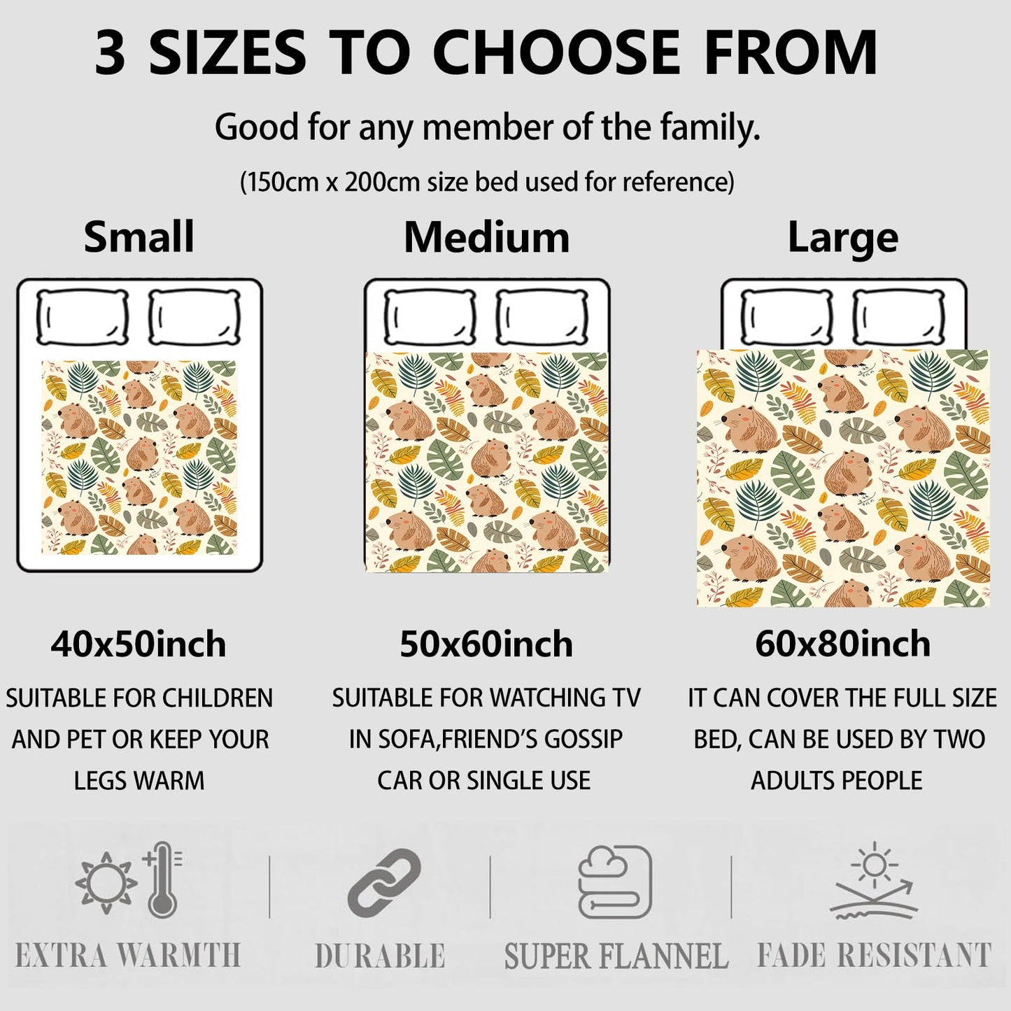 Aonimonis Woodland Capybara Throw Blanket Gifts for Women, Soft Fuzzy Warm Cozy Flannel Blankets for Bedroom, Travel, Couch, Home Decor 50x60 in