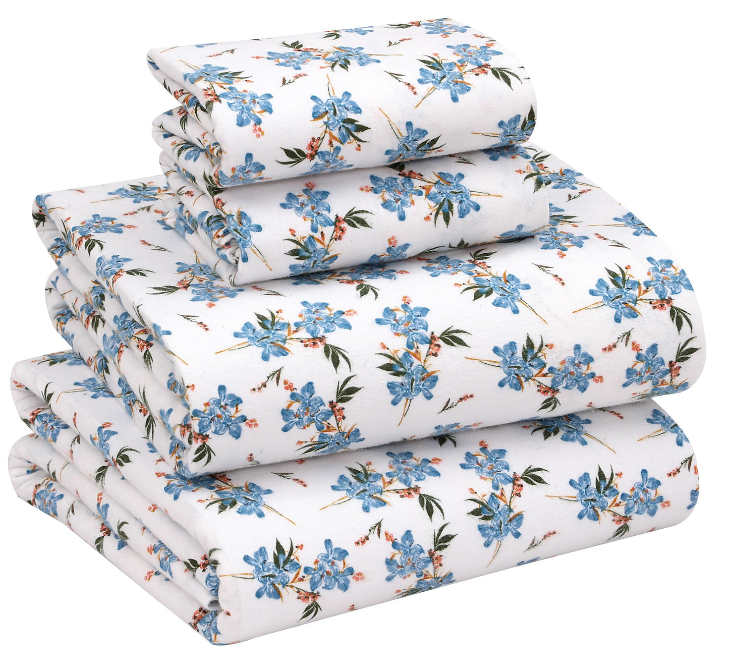 RUVANTI Flannel Sheets Queen Size - 100% Cotton Double Brushed Bed Sheets, Deep Pockets 16 Inches Queen Sheet Set, All Seasons Breathable & Extra Soft - Warm & Cozy, 4 Piece, Cloud Nine