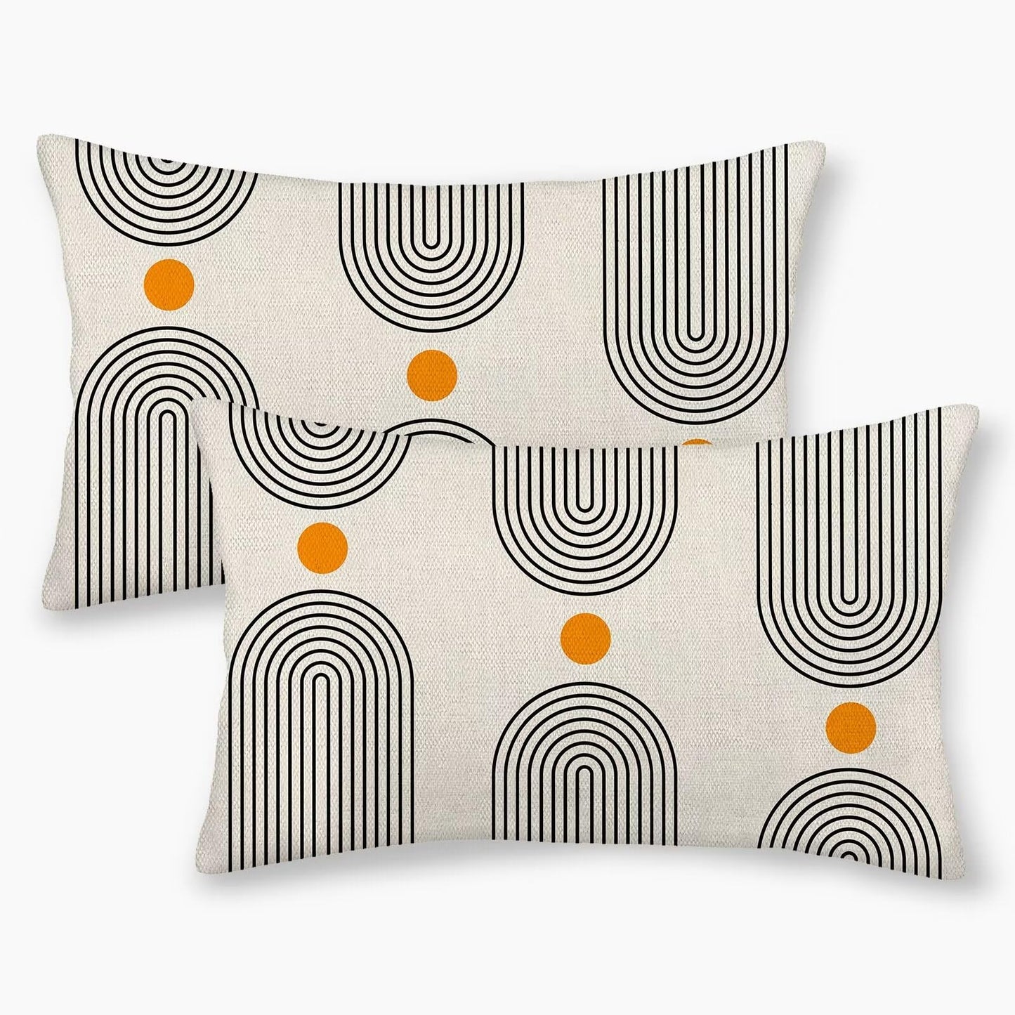 Jecuwo Boho Mid Century Pillow Covers 12x20 Inch Set of 2, Abstract Simple Sun Arch Decorative Throw Pillowcase Boho Modern Outdoor Farmhouse Cushion Cover for Sofa Couch Bed Living Room Decor