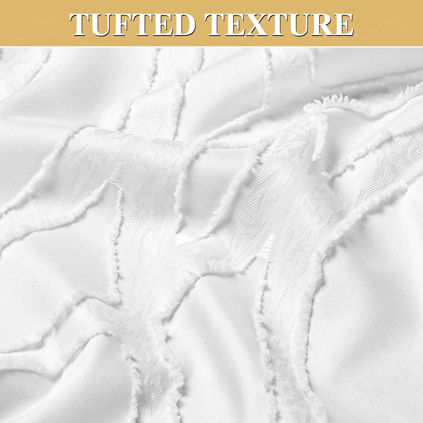 Yinhua No Hook Shower Curtain with Snap in Liner Set, Tufted Waterproof Shower Curtains for Bathroom Washable Bath Curtain Hotel Style Curtains with See Through Top Window, White, 71" W×74" L