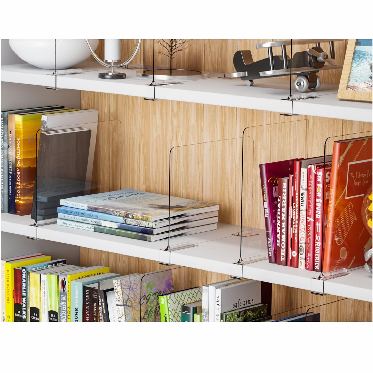 Yieach Adjustable Height Clear Shelf Dividers,6 Pack Acrylic Closet Shelf Dividers for Organization,11.1 Inch Tall Vertical Plastic Shelf Separators for Towel,Sweater,Towel Organizers and Bookshelf
