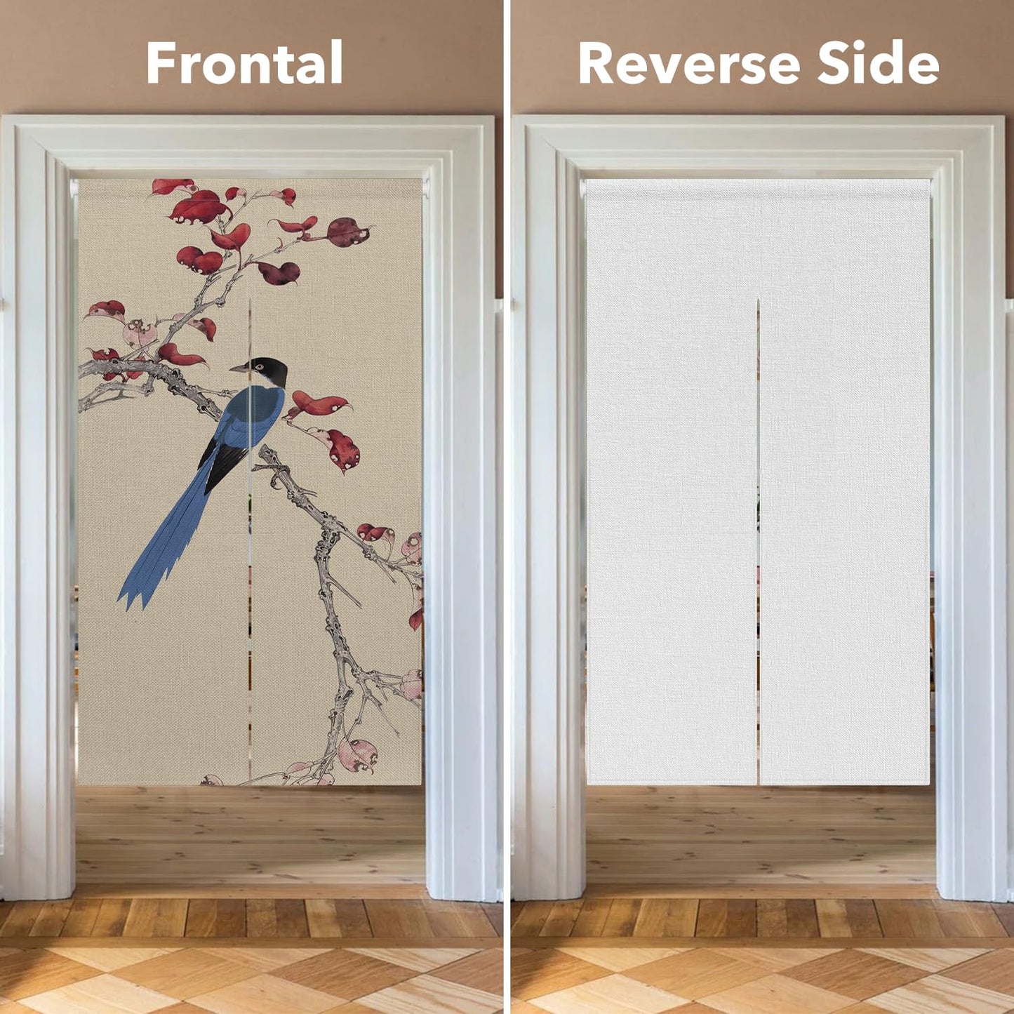 Leowefowa Long Japanese Noren Doorway Curtain Chinese Printing Window Treatment Traditional Good Lucky Door Curtain Tapestry for Room Divider Partition Home Kitchen Decor (lnk, Magpie), 33.5"x 70.9"