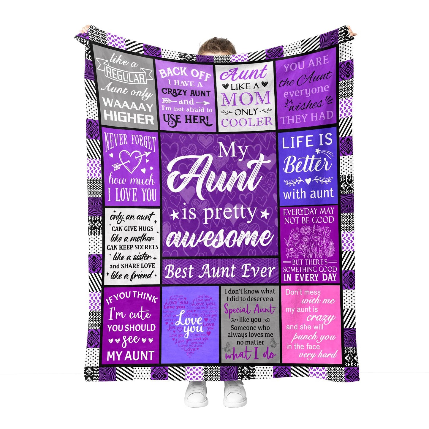 Hohoto Gift for Aunt, Auntie Gifts from Niece and Nephew, Throw Blanket for Birthday Mother's Day Christmas, Cozy Blanket for Couch Sofa Bed 50"x60"