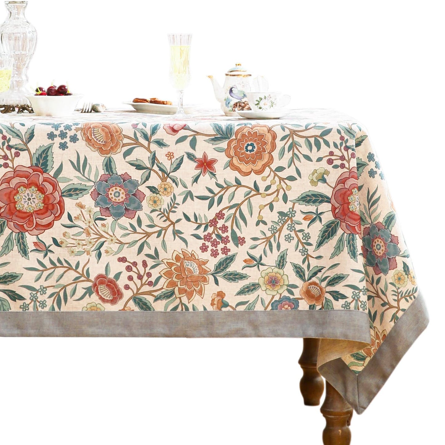bilin gaier Vintage Linen Rectangular Tablecloth,87"x55"-Flowershadow A