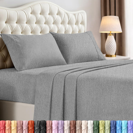 Utopia Bedding Queen Size Sheet Set – 4 Piece Bed Sheets, Soft and Breathable Microfiber, Includes 1 Fitted Sheet, 1 Flat Sheet and 2 Pillowcases – Oeko Tex (Heather Grey)