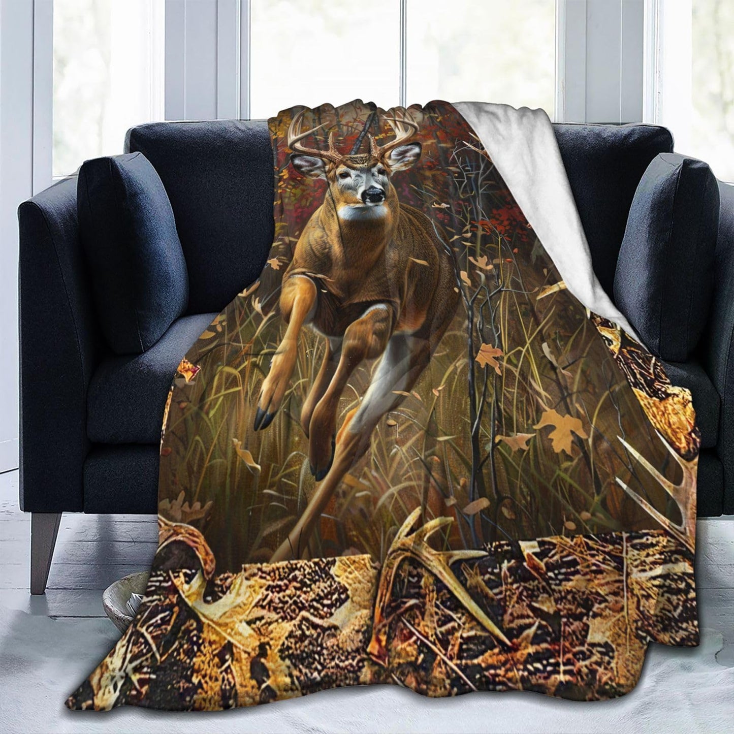 Deer Blanket Country elk Decor Throw Blanket Gifts for Girls Boys Deer Lover Winter Couch Bedding Super Warm Soft Plush Lightweight Fleece Flannel Bed Blanket for Kids Adults Men Women 50"X40"