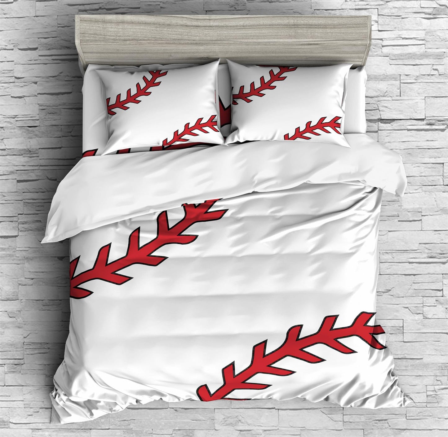 REALIN Sport Baseball Duvet Cover Set Boys Vintage Baseball Red Stitch Bedding America Teens Ballgame Bed Sets 3/4PCS Quilt Covers/Sheets/Pillow Shams (A,Twin-172x218cm-3PCS)