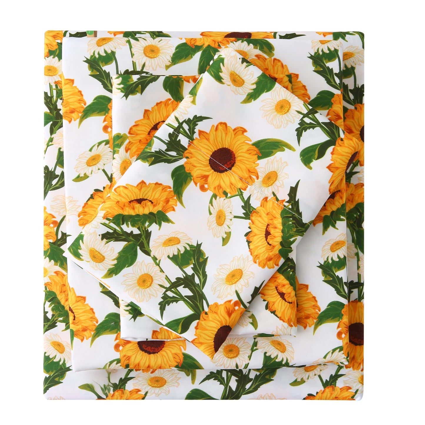 Mooreeke Cozy Vintage Microfiber Printed Floral Twin Sheet Set - Soft & Breathable Yellow Sunflower Bed Sheets with Extra Deep Pocket - Non-Slip Fitted Design - Sunflower Pattern - Twin