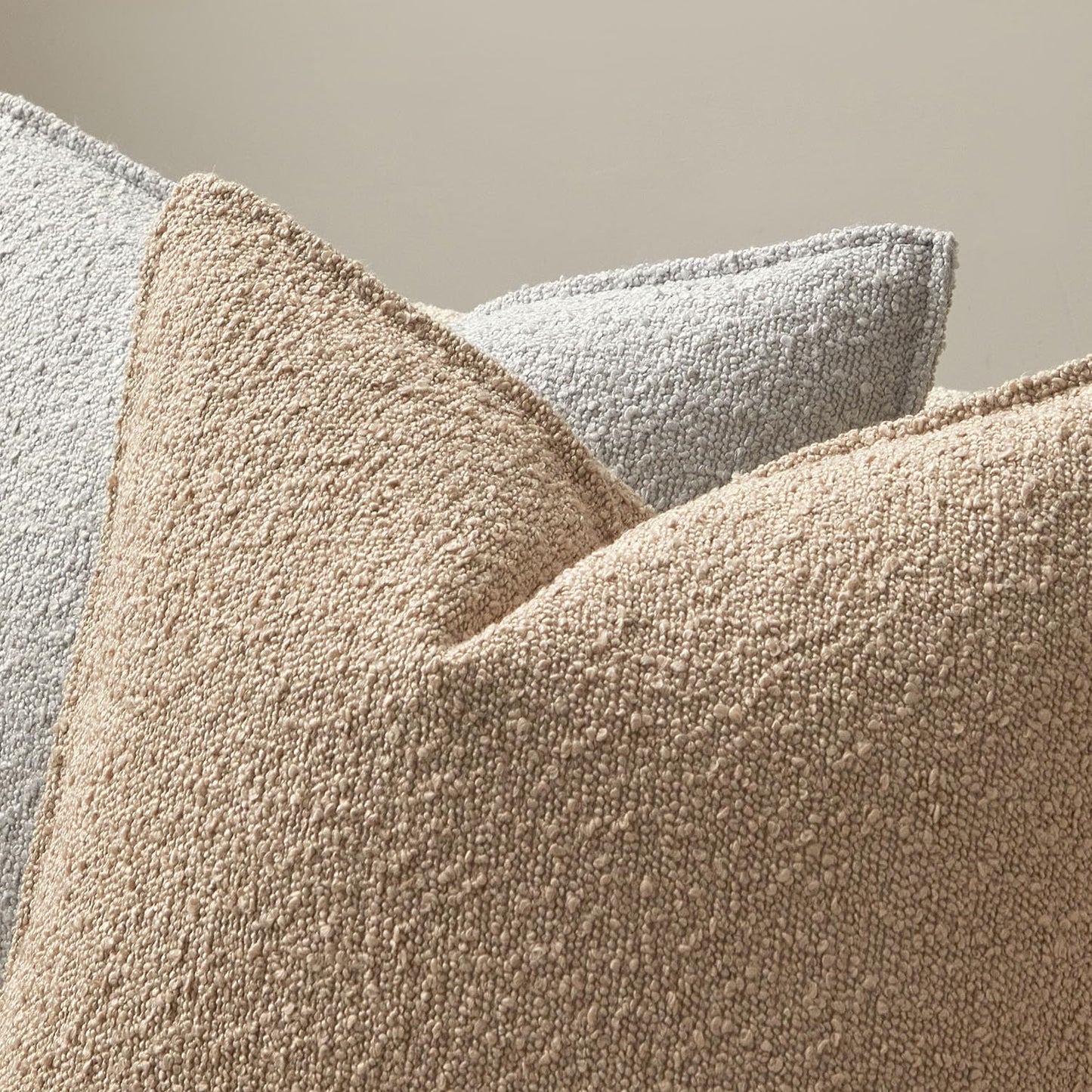 JUSPURBET 14x24 Pillow Covers Set of 2 Decorative Throw Pillow Covers Case for Couch Sofa Bed Soft Boucle Textured Lumbar Cushion Covers with Hidden Zipper for Home Decor Living Room,Oatmeal