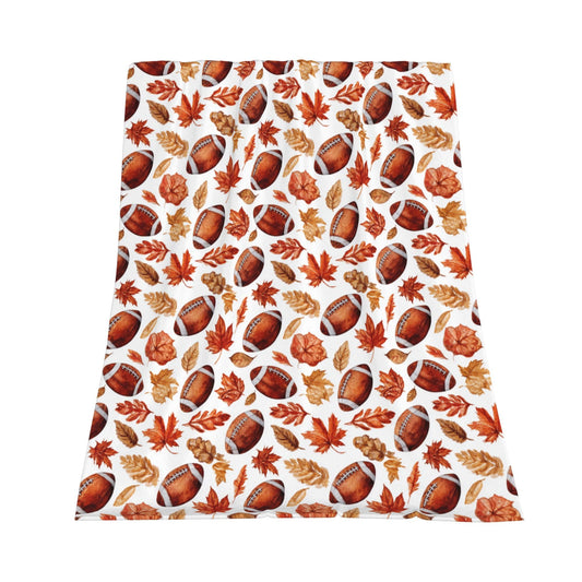 Football with Maple Leaves Flannel Throw Blanket Soft Cozy Fall Blanket for Living Room Couch Sofa Bed 50 x 60 Inches