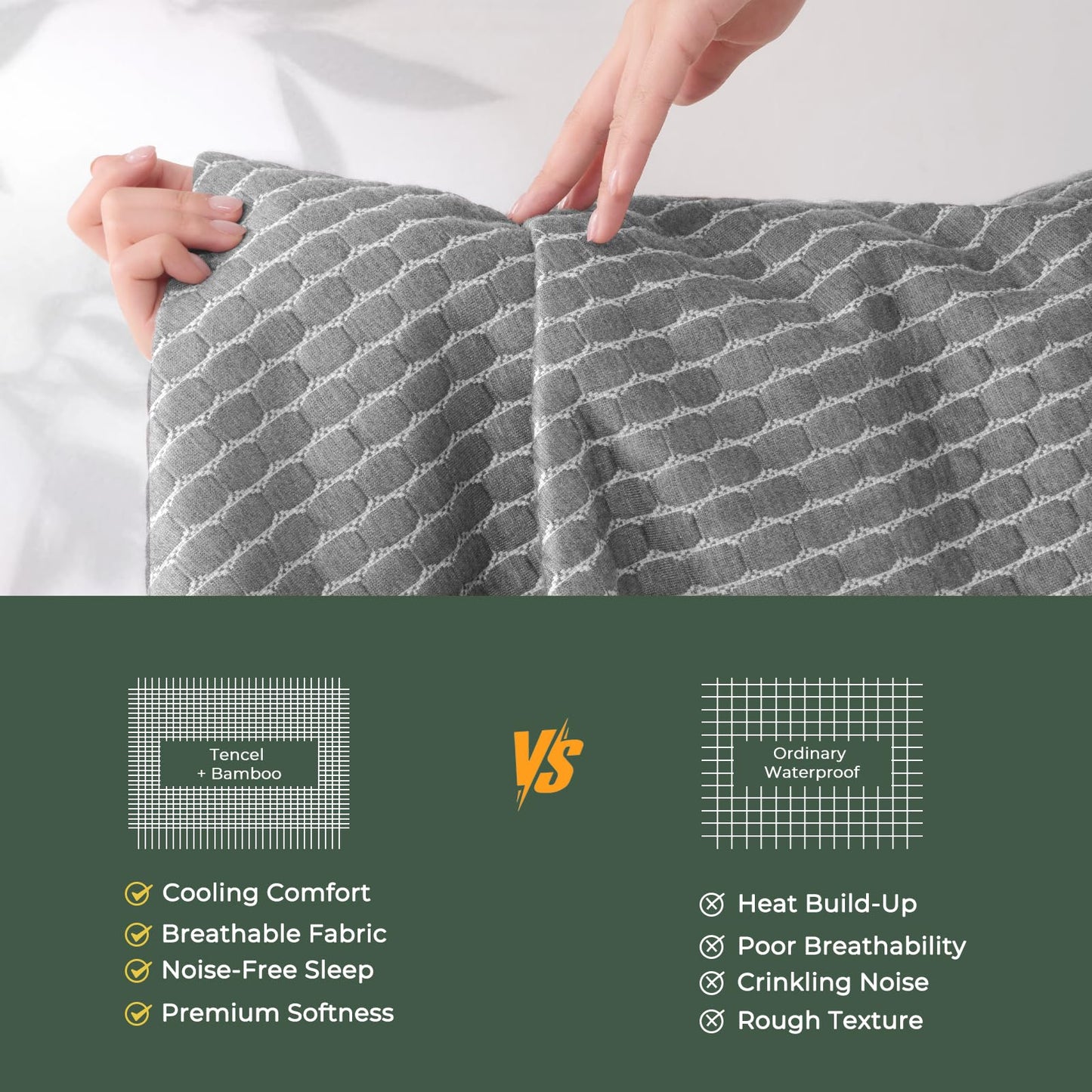 King Waterproof Mattress Protector, Tencel Bamboo Cooling Breathable Mattress Cover with Deep Pocket, Noiseless Fitted Mattress Pad, Soft Mattress Procter King Size Bed, 78"x80"