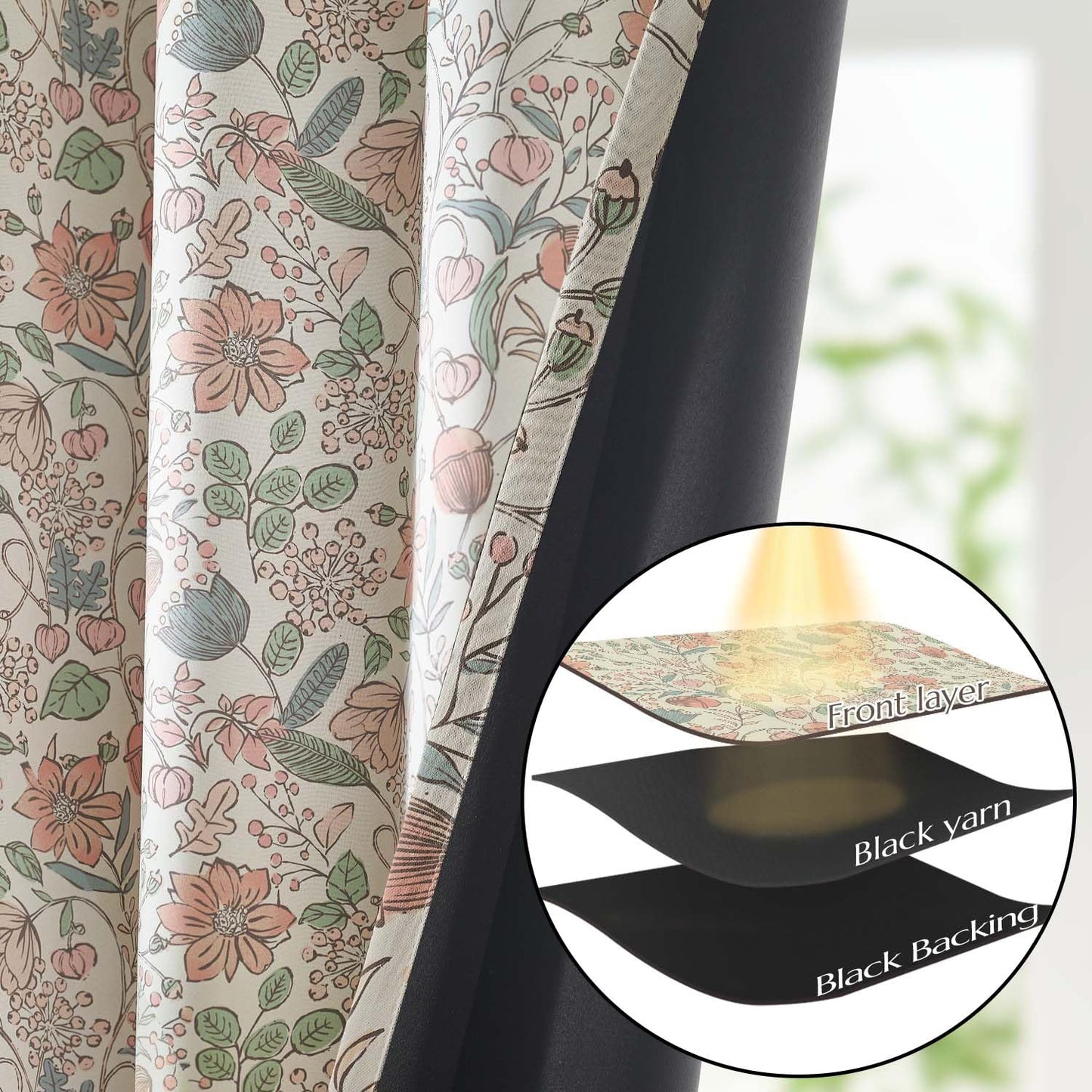 Vangao Pink Nursery Curtains for Girls Room Floral Blackout Curtains 84 Inch Length Farmhouse Drapes for Bedroom Room Darkening Flower Patterned Window Treatment for Kids Set of 2