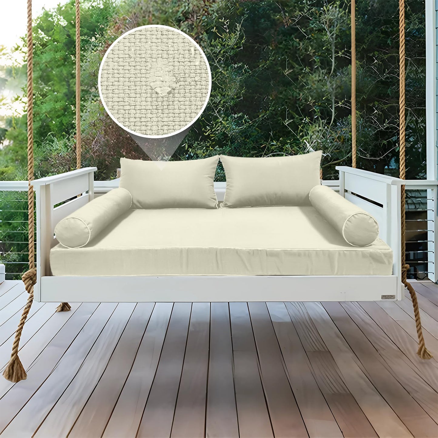 ZOALXZNT Outdoor Daybed Cushion Cover Twin,Daybed Mattress Bolster Pillow Fitted Sheet Cover,Twin Size Outdoor Daybed Cushion Covers (Beige, 75 * 39 * 6in)