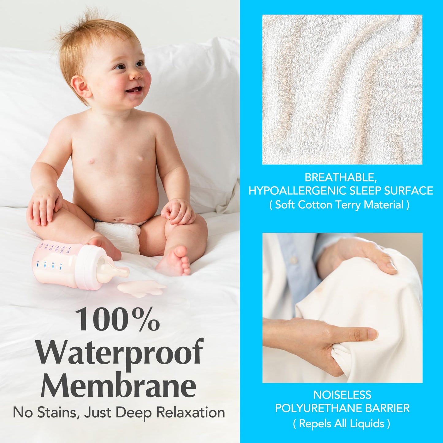 Handy Laundry Waterproof Mattress Protector – Breathable, Machine-Washable Mattress Cover – Perfect for Kids, Adults, and Pets – Extends Mattress Life. (Full Size)