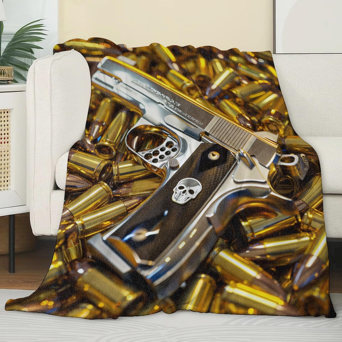 Gun Decor Fleece Throw Blanket for Bed, Sofa, Travel & Camping - Super Soft Cozy Plush Blanket, Gun Gift for Adults & Kids - 50'60'