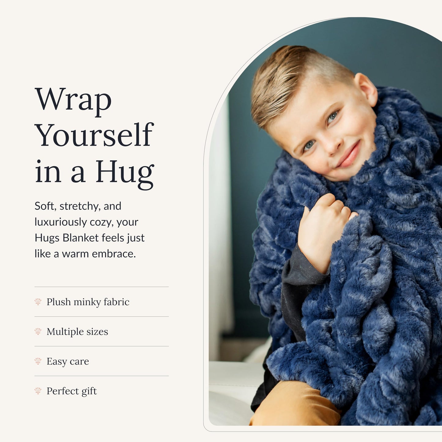 Minky Couture Hugs Blanket - Extra Plush Blanket for Premium Gifting - Stretchy Bubbled Cozy Throw - Silky Smooth - Durable & Machine-Washable - Travel-Friendly - Adult, Navy