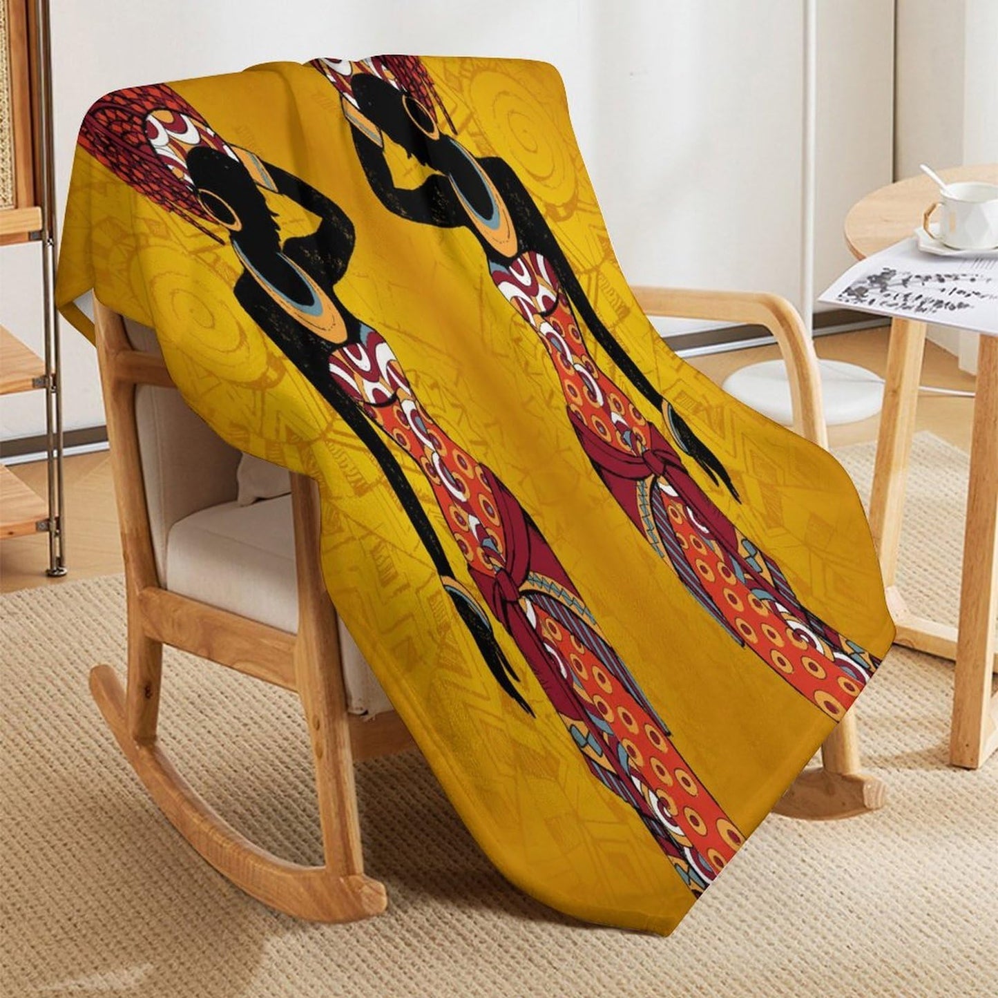 ZhiRain African Woman Throw Blanket Tribal Ethnic Afro Bohemian Blanket for Sofa Bed Couch Chair Or Dorm 50"x60"