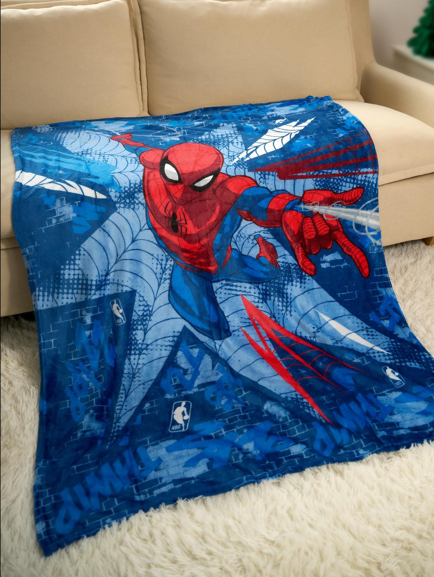 Northwest Disney Spiderman Plush Throw Blanket, 46" x 60" Silk Touch Soft Fleece Marvel Blanket for Boys Kids & Adults, Officially Licensed