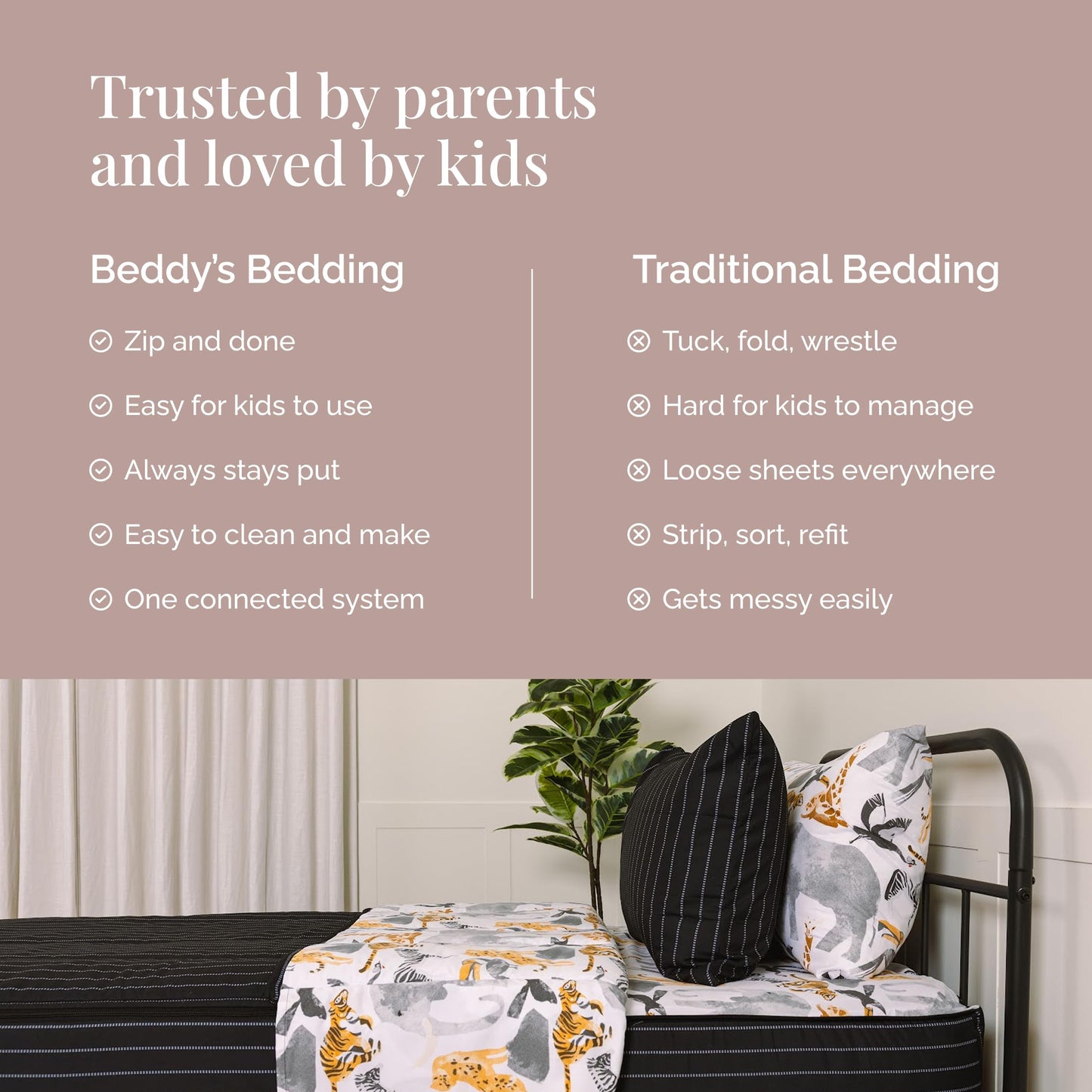 Beddy's Black Jungle Animal All-in-One Zipper Bedding Set for Kids - Twin