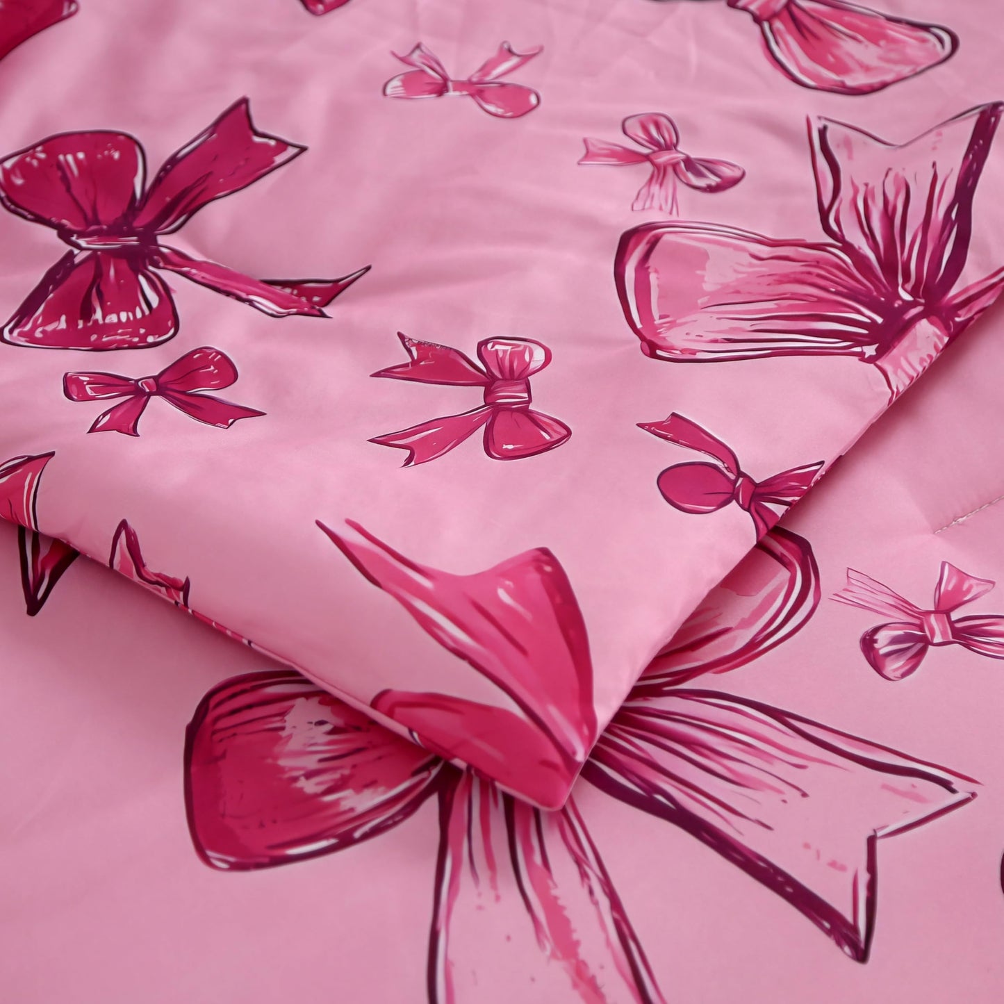 SDIII Pink Bow Comforter Set Twin 3 Pieces, Soft and Breathable Microfiber Lightweight Bows Comforter Twin, Pink Bow Bedding Set for Girls Kids Teens