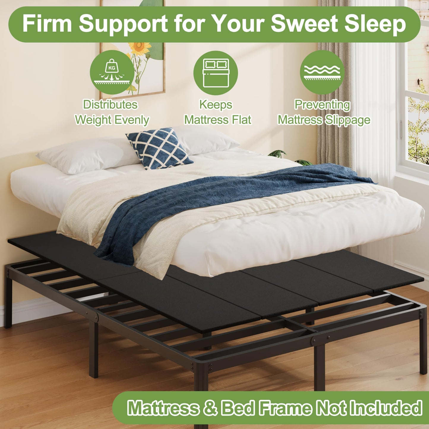 Yicensen Bunkie Board King, High Density King Size Bunkie Board, Bed Support, Moisture-Resistant, Anti-Slip, Breathable