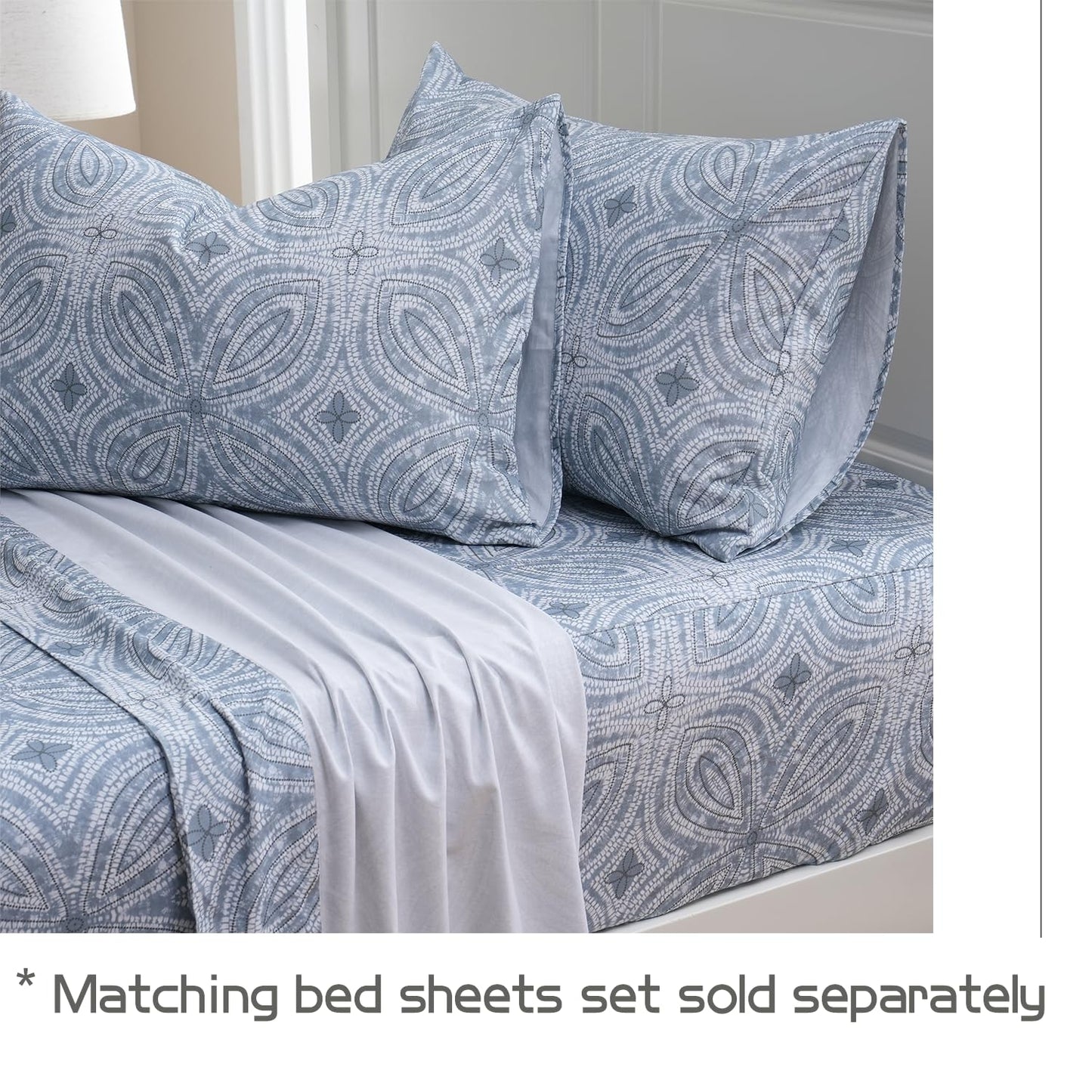 Zusbest Duvet Cover King Flannel-Like for Extra Soft 100% Cotton Reversible Grey Navy Blue Modern Bedding, Patterned Bed Cover Luxury Classic Printed Zipper Comforter Cover Set 3 Pieces- No Filling