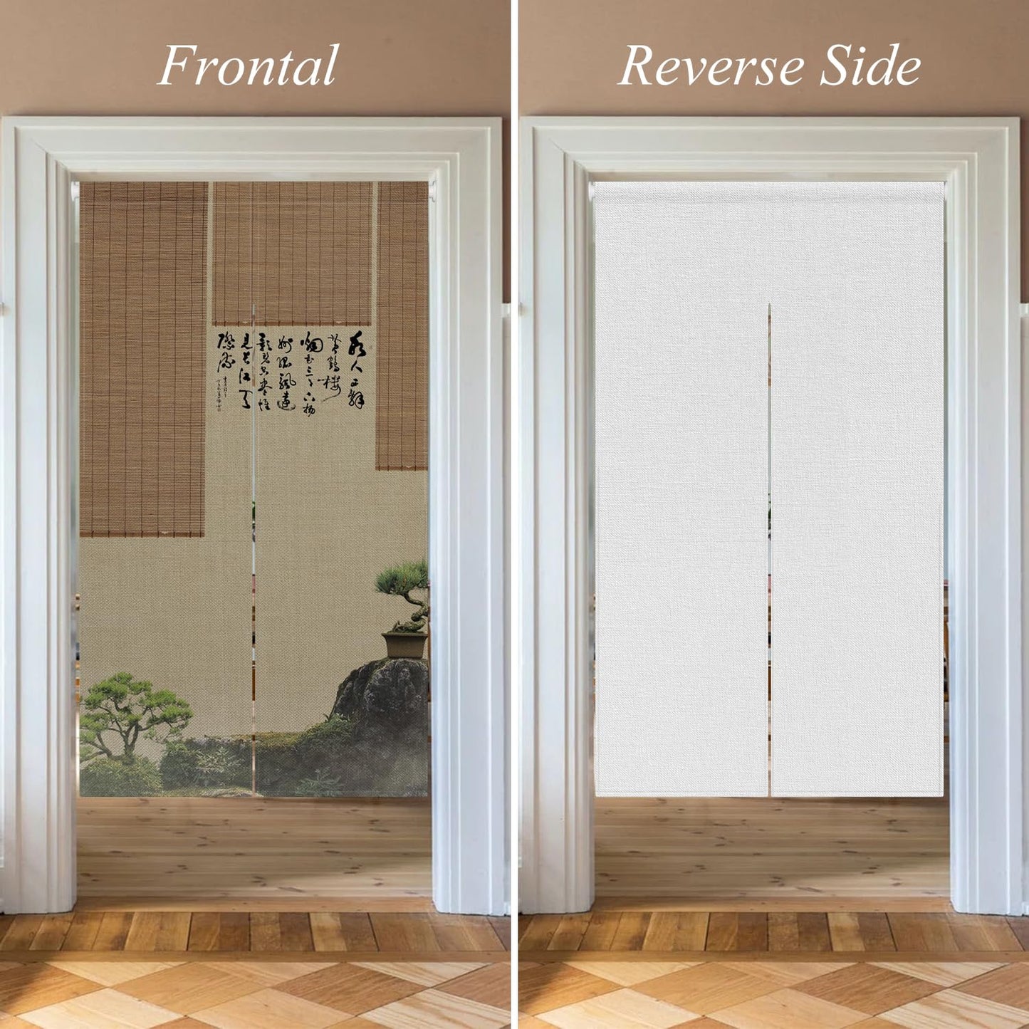 Leowefowa Japanese Noren Doorway Curtain Long Style Japanese Traditional Pine Trees Mount Printed Fengshui Curtain for Doorway Tapestry for Hanging Room Divider Kitchen Home Decor, 33.5"x 70.9"