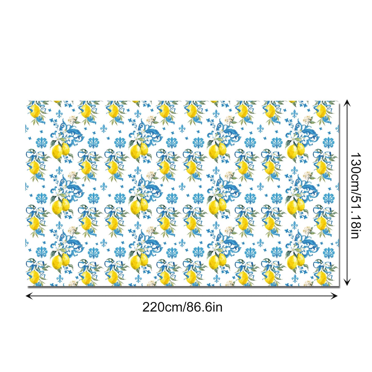 CC HOME 1Pc Blue and White Porcelain Lemon Party Plastic Tablecloth 54 x 87 Inch Long Table Cover, Chinese Style Classical Party Tablecover for Summer Baby Shower Birthday Dinner Picnic Kitchen Event