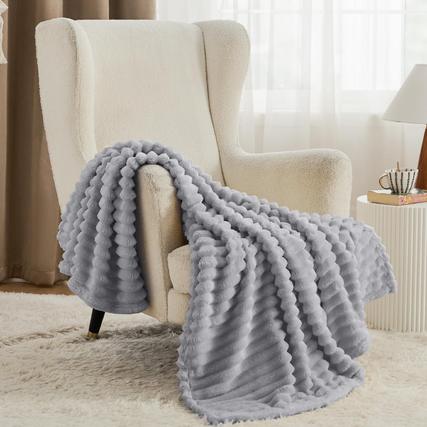 Bedsure Twin Blanket for Couch&Twin Blanket for Couch, Light Grey 60x80 Inches