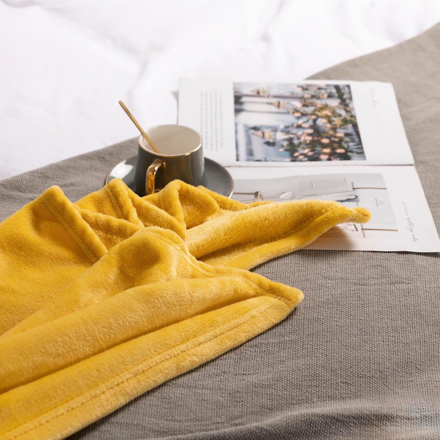 NANPIPER Fleece Blankets, Super Soft Fuzzy Throw for Couch, Luxury Cozy Lightweight Microfiber,Throw Size, 50"x60" Ginger Yellow