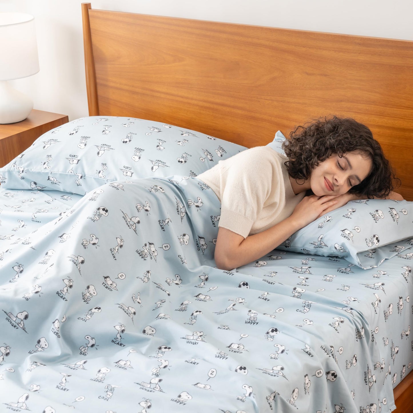 Berkshire Blanket Peanuts® Kids Sheet Set, Full Size - 4 Pieces, Peanuts® Snoopy Different Emotion Sheet Scale Murky Blue, Cute Character Snoopy Printed Soft Microfiber Bed Sheets