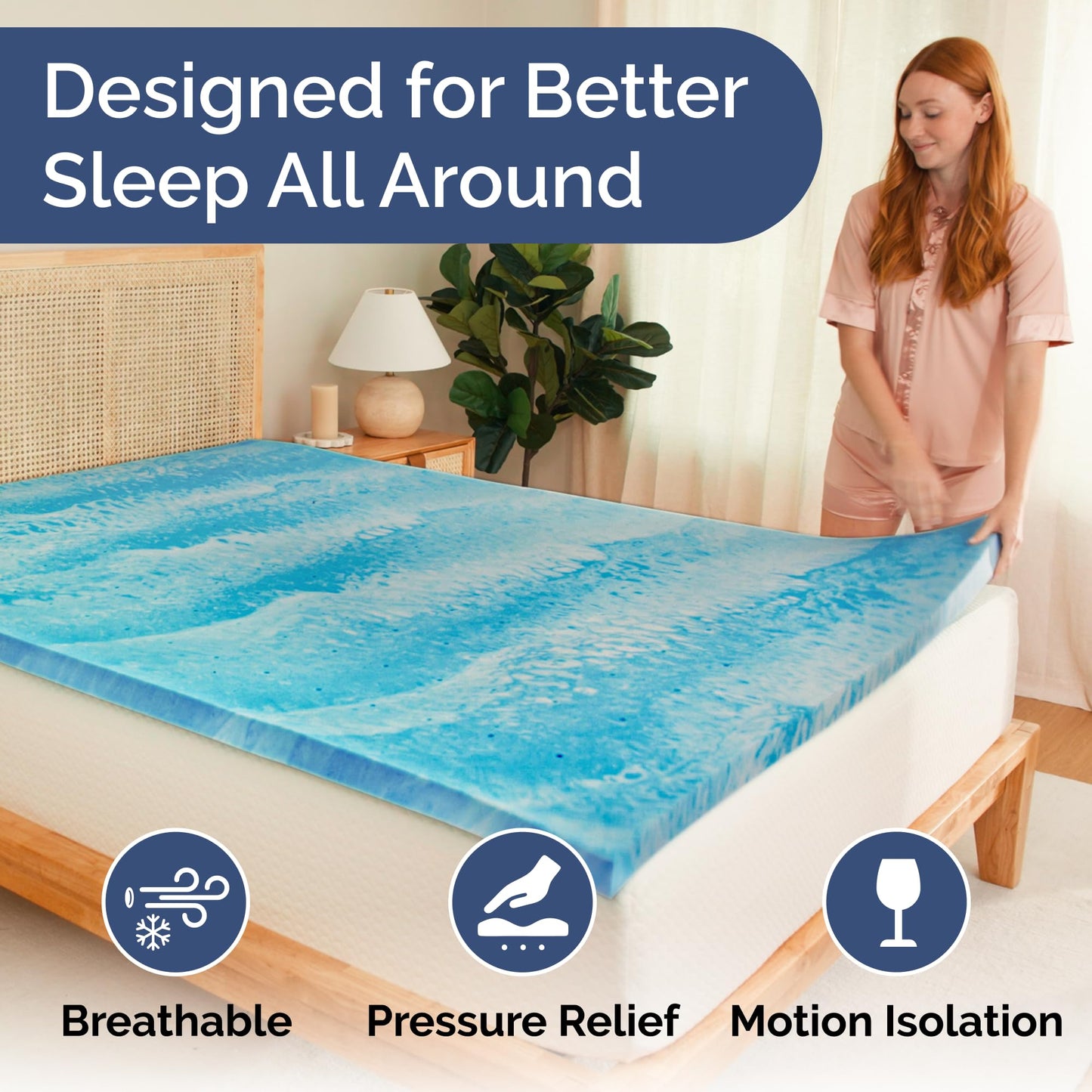 2 Inch Twin Memory Foam Mattress Topper - Cooling Gel Infused Bed Topper - Soft Ventilated Mattress Pad for Pressure Relief & Pain-Free Sleep - CertiPUR-US & Oeko-TEX