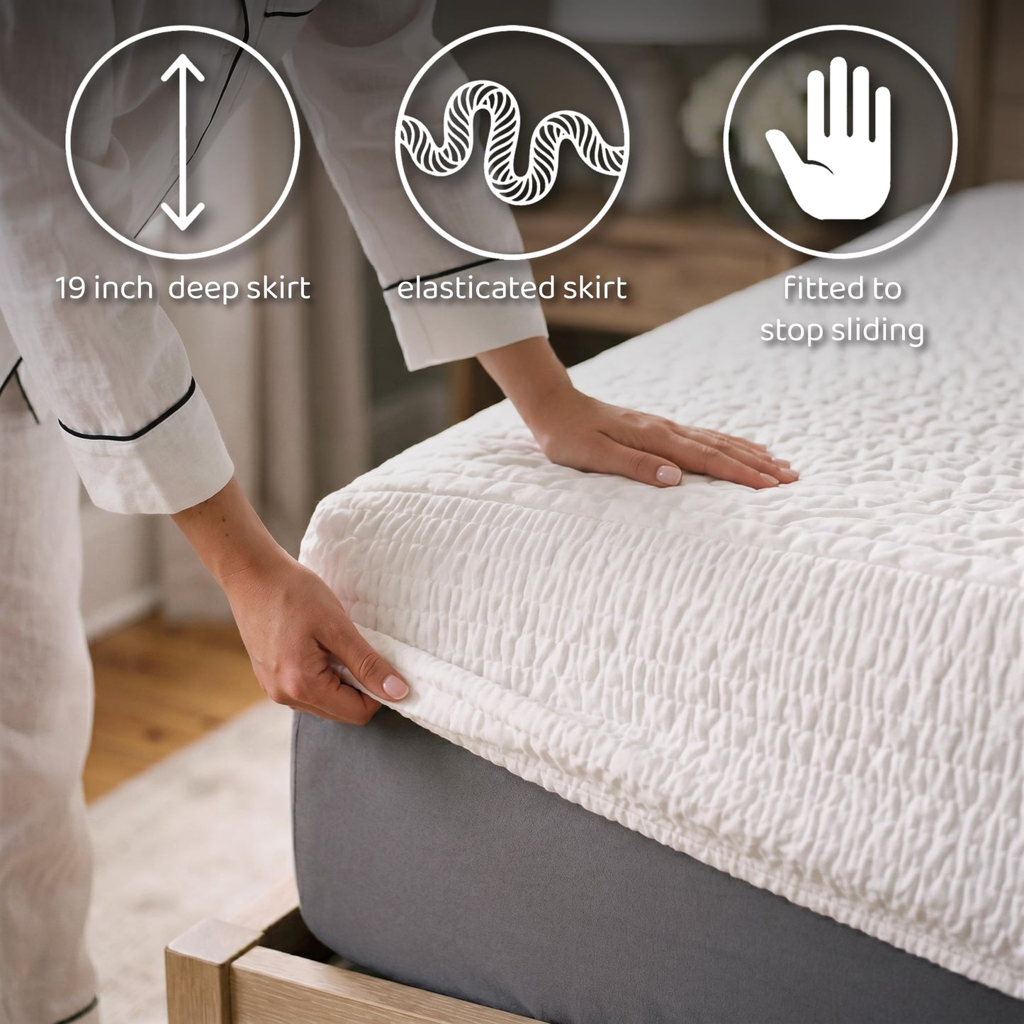 PAULATO BY GA.I.CO California King Waterproof Mattress Protector – Fitted Mattress Cover with Deep Pocket, Breathable Noiseless Polyester, Easy Care (California King)