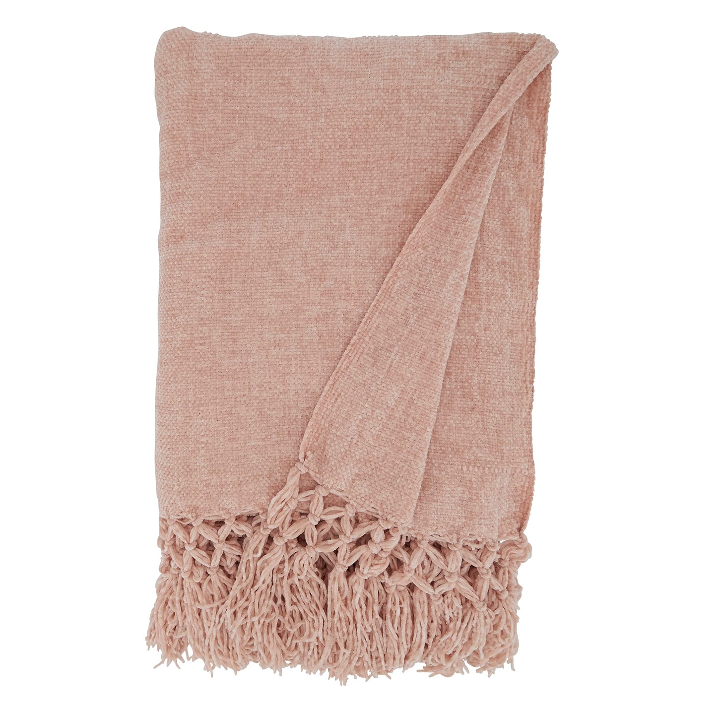 SARO LIFESTYLE Sevan Collection Knotted Chenille Throw Blanket, 50" x 60", Blush